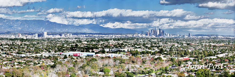 View of downtown Los Angeles buildings from Grand Central Market260x831