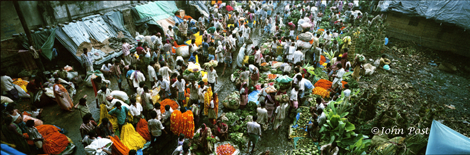 India, overview, flower market, Calcutta,