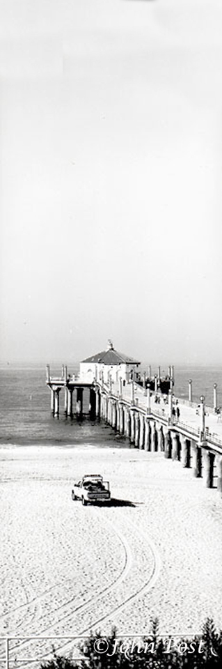 Pier and Lifeguard Truck Vertical Black and White