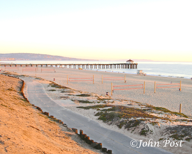 view south to Manhattan Beach Pier, palos verdes & catalina Is.