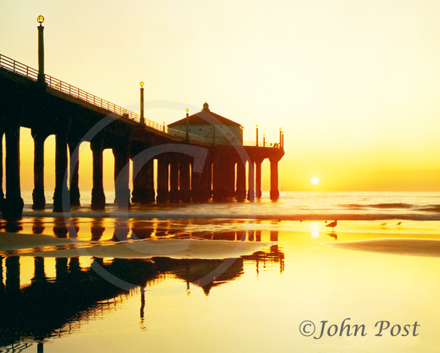 MB Pier Sunset '92, Low Tide and Bird