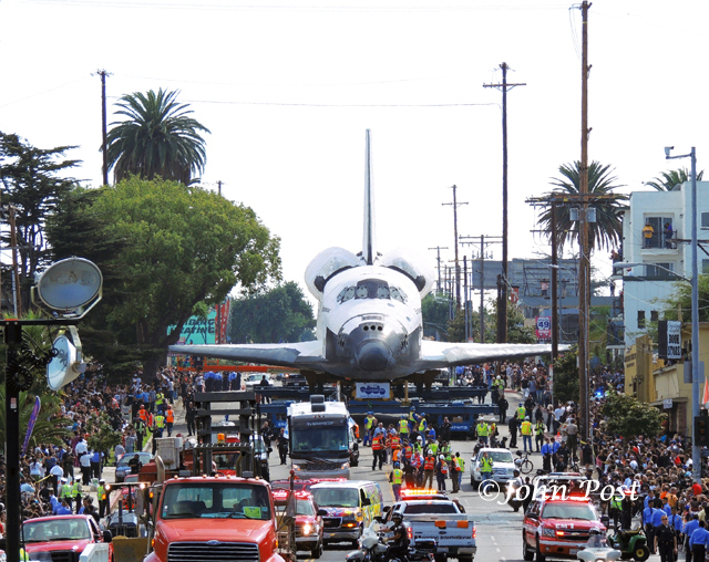 Space shuttle comming down crenshaw Blvd